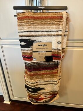 Wrangler Sherpa Multi-Striped Plush Throw Blanket